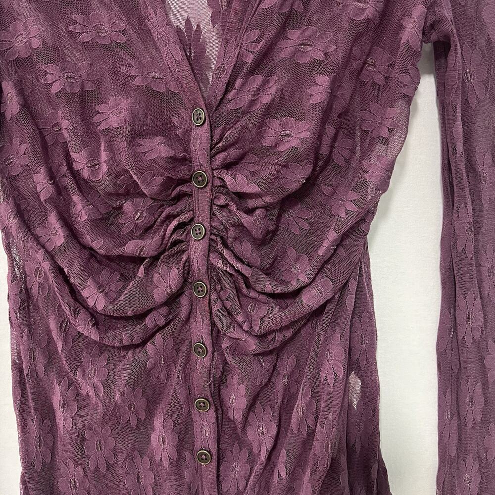 Free People Eggplant Purple Lace Tunic Top Size XL Festival Y2K Style - Picture 7 of 14